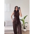 Dantel Detay Bluz & Balon Pantolon Takım - KAHVE