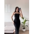 Halter Yaka Aksesuarlı Elbise - SİYAH