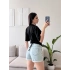 Bel Bağlamalı Korse Tshirt - SİYAH
