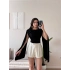 Drapeli Pelerin Bodysuit - SİYAH