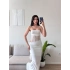 Güpür Korseli Maxi Elbise - BEYAZ