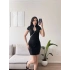 Göğüs Dekolte Premium Elbise - SİYAH