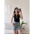 Boyun Aksesuar Degaje Bodysuit - SİYAH