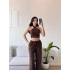Keten Halter İkili Takım - KAHVE