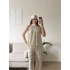 Halter Yaka Puantiyeli Takım - BEJ
