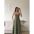 Cepli Airobin Askılı Maxi Elbise - HAKİ