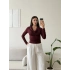 Degaje Yaka Drapeli Bluz - BORDO