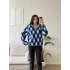 Retro Peluş Fermuar Sweat - BAKLAVA MAVİ
