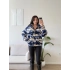 Retro Peluş Fermuar Sweat - GEYİK DESEN