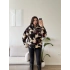 Retro Peluş Fermuar Sweat - BORDO DESEN