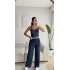 Aksesuar Biyeli Crop & Pantolon Takım - LACİVERT