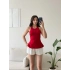 Alessa Sırt Dekolteli Peplum Bluz - KIRMIZI