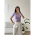 Asimetrik Yaka Crop - LİLA