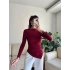 Asimetrik Yan Lastik Bluz - BORDO