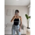 Askılı Ara Biyeli Crop - SİYAH