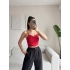 Askılı Taşlı Crop - KIRMIZI