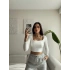 Astarlı U Yaka Crop - BEYAZ