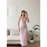 Ayarlanabilir Askı Scuba Long Elbise - PEMBE