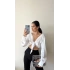 Saten Bağlamalı Crop Bluz-BEYAZ