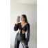Saten Bağlamalı Crop Bluz-SİYAH