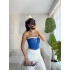 BSK Bağlamalı Straplez Crop- SAKS MAVİSİ