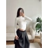 Balıkçı Yaka Buzzy Crop - BEYAZ