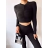 Balıkçı Yaka Büzgülü Crop Bluz-SİYAH