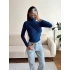 Balıkçı Yaka Drapeli Bluz - LACİVERT