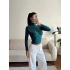 Balıkçı Yaka Drapeli Bluz - YEŞİL