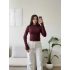 Balıkçı Yaka Parmak Geçmeli Bluz - BORDO