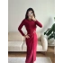 Bel Aksesuar Long Elbise - BORDO