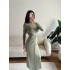 Bel Aksesuar Long Elbise - YEŞİL