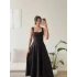 Kare Yaka Prenses Elbise - SİYAH