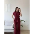 Bel Bağlamalı Gömlek Pantolon Takım - BORDO