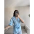 Bel Bağlamalı Kruvaze Gömlek - MAVİ