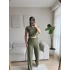 Bel Büzgülü Crop & Pantolon Takım - HAKİ