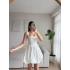 Bel Korse Balon Etek Elbise - BEYAZ