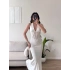 Bel Korse Maxi Elbise - BEYAZ
