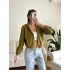 Bel Lastik Crop Hırka - HAKİ