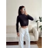 Bel Lastik Crop Sweat - SİYAH