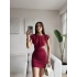 Bel Pencere Vatkalı Elbise - BORDO