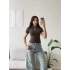Belize Polo Yaka Crop - KAHVE