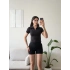Belize Polo Yaka Crop - SİYAH