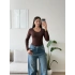 Bisiklet Yaka Bodysuit - KAHVE