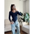 Bisiklet Yaka Bodysuit - LACİVERT
