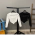 Biyeli Asimetrik Crop Bluz-BEYAZ
