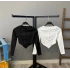 Biyeli Asimetrik Crop Bluz-SİYAH