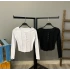 Biyeli Kaşkorse Crop Bluz-BEYAZ