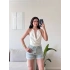 Boyun Aksesuar Degaje Bodysuit - BEYAZ