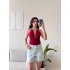 Boyun Aksesuar Degaje Bodysuit - KIRMIZI